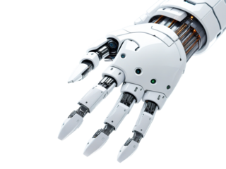 robotic hand on transparent background