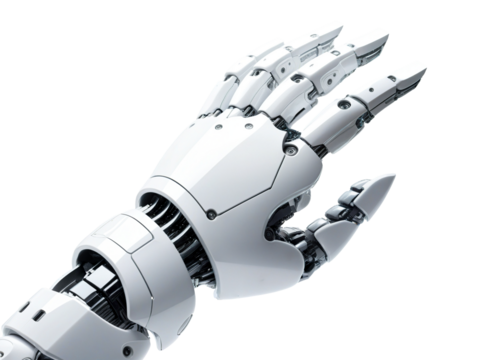 robotic hand on transparent background