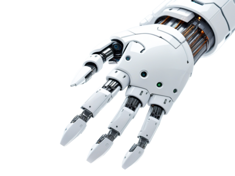 robotic hand on transparent background