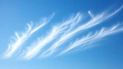 Feathery clouds against a clear blue sky.