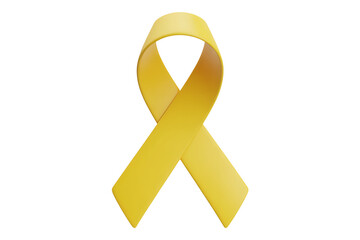 Symbolic yellow ribbon depicting awareness and support for a specific cause isolated
