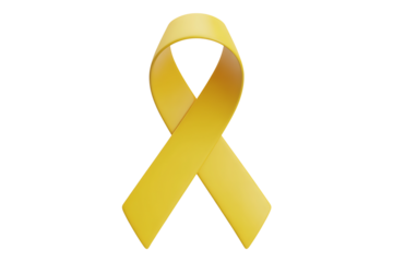 Symbolic yellow ribbon depicting awareness and support for a specific cause isolated
