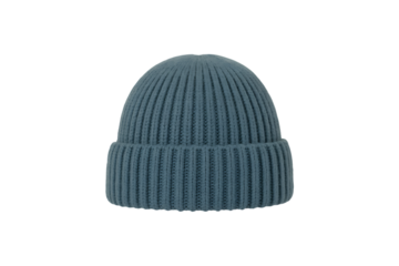 Stylish teal ribbed knit beanie hat isolated on a clean white background
