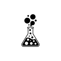 Scientific Reaction: A black and white graphic depicts a conical flask with a bubbling reaction, symbolizing the essence of scientific inquiry.