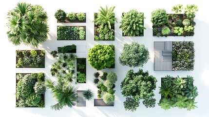 Overhead View of Green Wall Planters with Lush Foliage, Modern Vertical Garden Design and Greenery Elements.