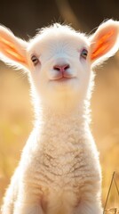 Obraz premium cute baby lamb in the farm field
