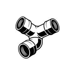 Industrial Plumbing Junction: A detailed illustration of a Y-shaped plumbing fitting, meticulously crafted to represent its function in complex piping systems. Illustrating precision, industry.