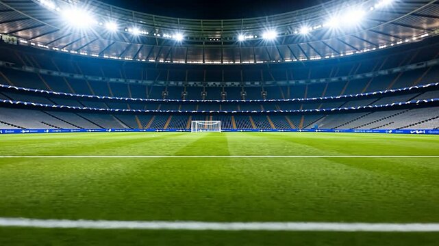 Sports field with goalpost under bright stadium lights for competition or recreation
