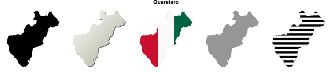 Fototapeta premium Queretaro state blank outline map set