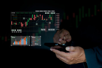 Businessman analyzing forex trading graph financial data. Stock Market Investments Funds and Digital Assets. business finance technology and investment concept  technology Business finance