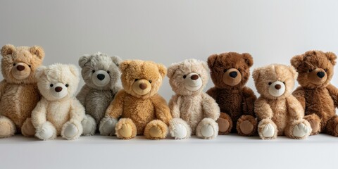 a set of teddy bear plush toy sitting, white background