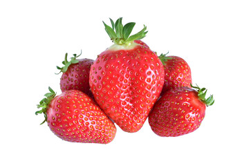 Ripe and juicy strawberries on PNG background.