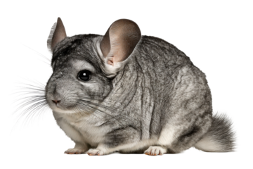 Domestic Chinchilla Rodent on White Background