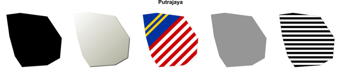 Obraz premium Putrajaya state blank outline map set