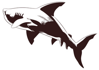 Silhouette of swimming shark.