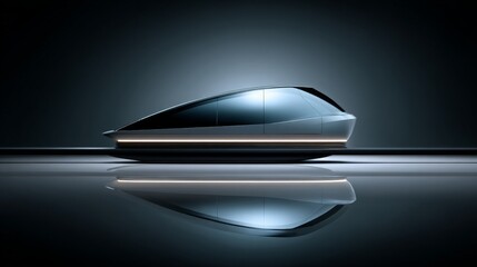 Silver Train Pod Reflecting on Surface