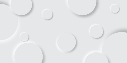 Abstract grey geometric overlapping circle background Neomorphs style. Presentation slide template. Vector circles design Object web Round shape clean modern poster, banner background Vector	