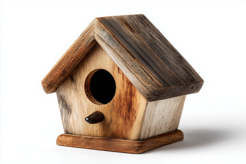 wooden birdhouse isolated on white