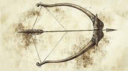 Vintage-style illustration of a bow and arrow