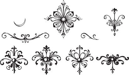 A set of elements, symbols, ornaments, mandalas. Hand drawn vector illustration