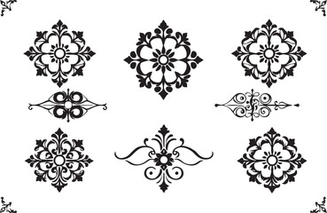 A set of elements, symbols, ornaments, mandalas. Hand drawn vector illustration