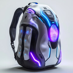 Futuristic backpack with LED lights designed for tech enthusiasts Generative AI