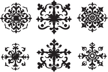 A set of elements, symbols, ornaments, mandalas. Hand drawn vector illustration