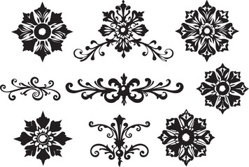 A set of elements, symbols, ornaments, mandalas. Hand drawn vector illustration