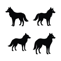 set of foxs silhouettes