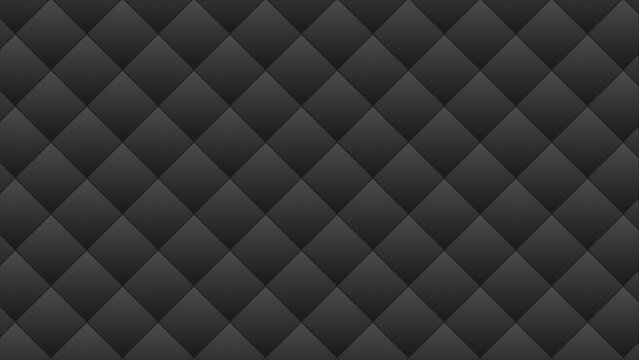 Seamless dark quilted diamond pattern with padded texture and subtle gradients, perfect for luxury backgrounds, modern upholstery designs, digital wallpapers, and elegant graphic projects