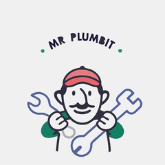 Fototapeta premium Plumbing Service Logo – Pipe Wrench Icon for Home Repair and Maintenance