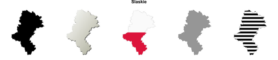 Obraz premium Slaskie province blank outline map set