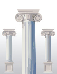 Obraz premium Pillar and column, Roman or Greek vector. Stone ancient architecture. 3d Marble temple, antique white building set. Pillar from Greece, Rome. Sculpture, vase, pillar design. ornate, antique, column, 