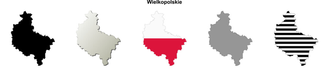 Obraz premium Wielkopolskie province blank outline map set