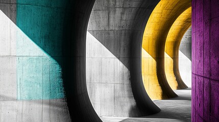 Abstract tunnel with vibrant color accents