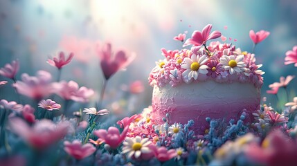 spring flowers in the garden Magical Cake of Joy