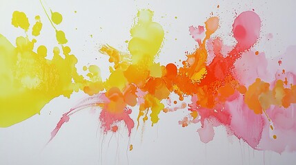 Abstract watercolor painting in vibrant yellow, orange, and pink hues