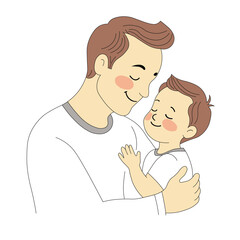 Father and son coloring vector and illustration.