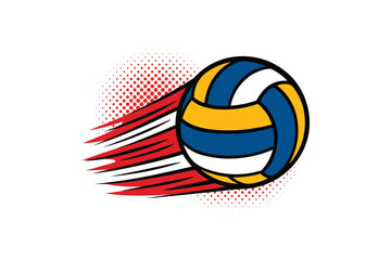 Pop Art Volleyball Vector Illustration