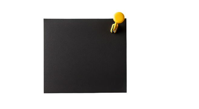 Matte black square object with yellow button