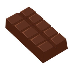 Dark chocolate bar, cartoon hand drawn vector art. Classic sweet snack illustration. For promo content, packaging design, food menu, stickers, product visuals