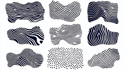 Abstract wavy line and dot patterns