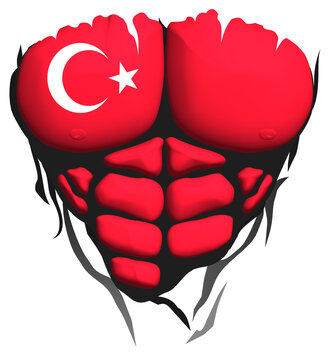 Turquie drapeau torse corps muscle abdos musculation