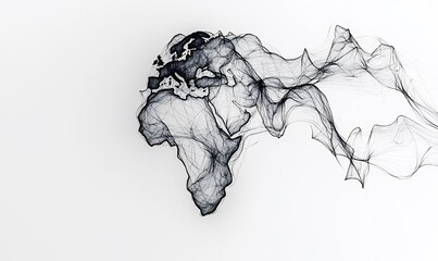 Abstract world map, ethereal lines