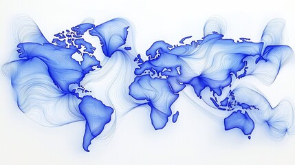 Abstract world map with flowing lines