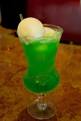 Melon Soda Cream Soda with Ice Cream Topping メロンソーダ クリームソーダ