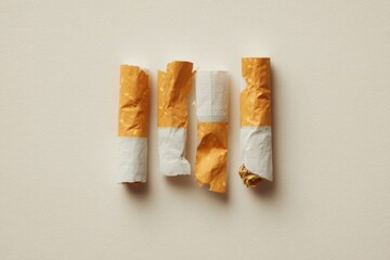 Broken Cigarettes on Clean Background &ndash; Anti-Smoking Concept for Health Campaigns and Tobacco Awareness