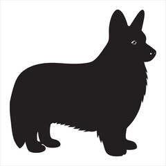 silhouette of single dog  on the white background