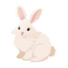 Obraz premium Vector illustration of a fluffy rabbit with perked ears and soft fur on white background