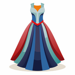 blue dress with red ribbon